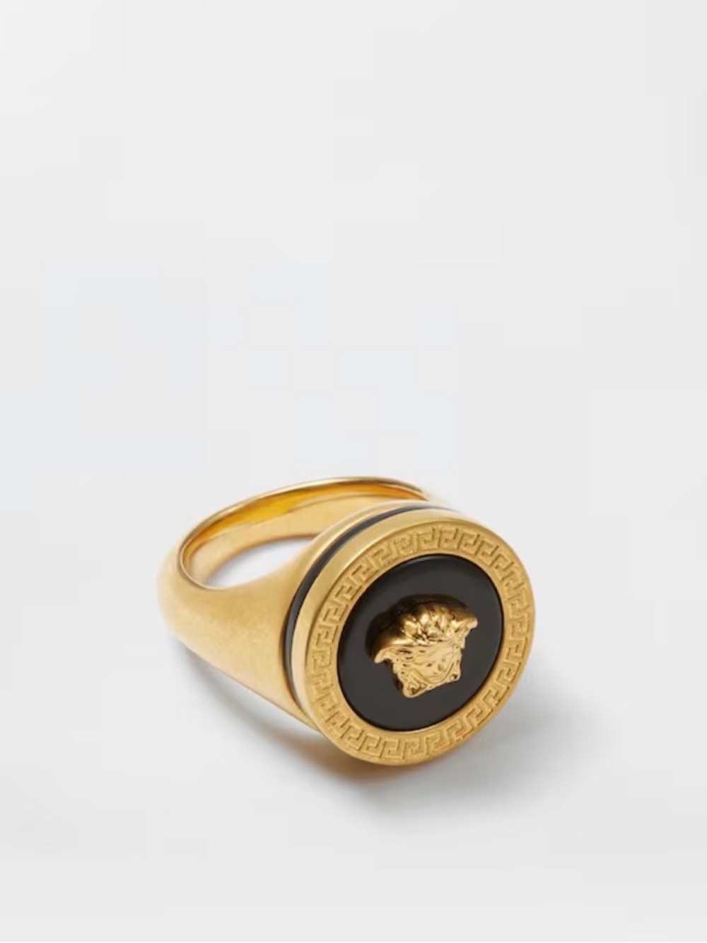 Versace Gold and Black Medusa Signet Ring